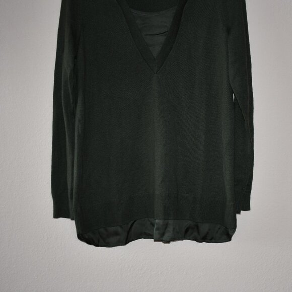 J Jill Women's Green Mock V-Neck LS Cotton Blend Tunic Sweater Shirt Size XS - Picture 3 of 6